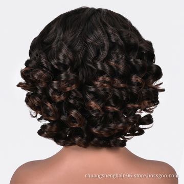 New Style curly Wigs body wave deep straight afro short synthetic fringe kinky curly bob wigs bangs natural hair with bang wig